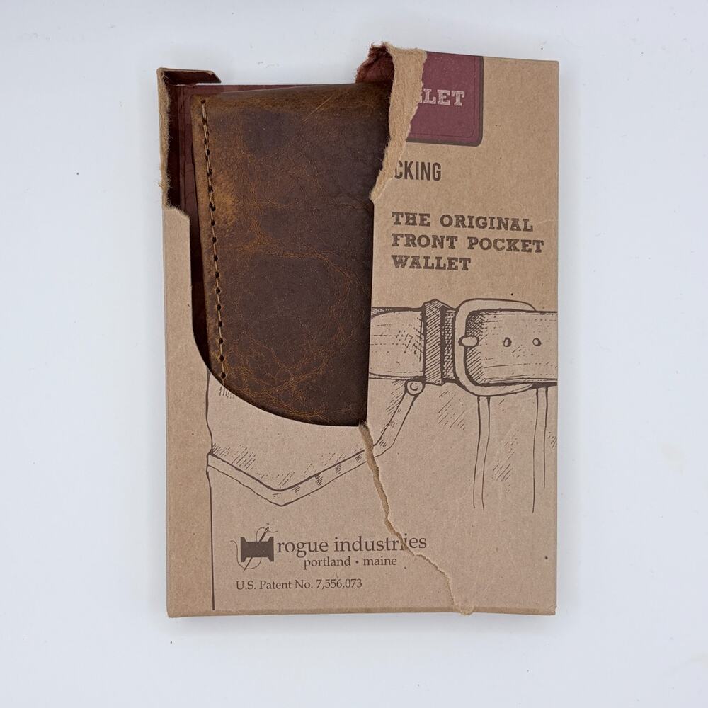 Rogue Industries Distressed Brown Bison Leather Front Pocket Wallet